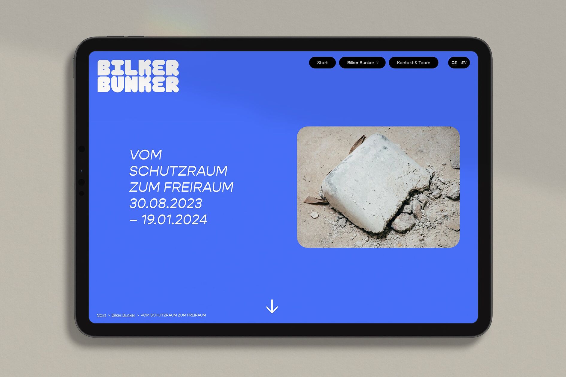 Bilker Bunker Austellung Website Ipad